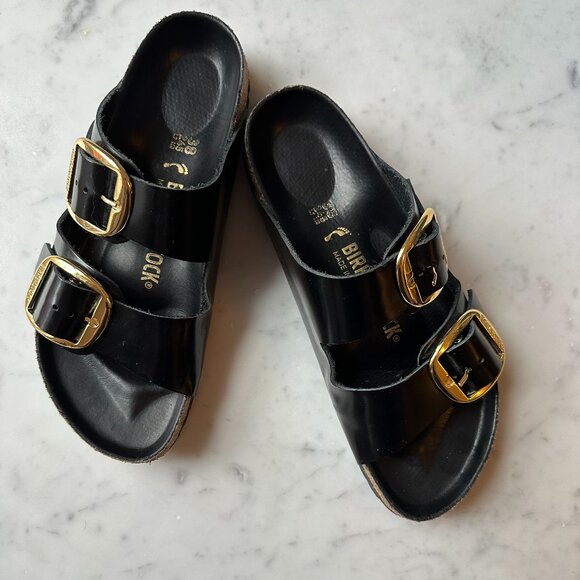 Birkenstock Arizona Big Buckle -High Shine Black - (Narrow Fit) Size 7 - Picture 6 of 8